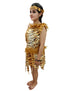 BookMyCostume Unisex Adivasi Tribal Dance Costume – Tiger Print Fur Material | One-Shoulder Outfit with Armlets & Multicolor Feather Headdress